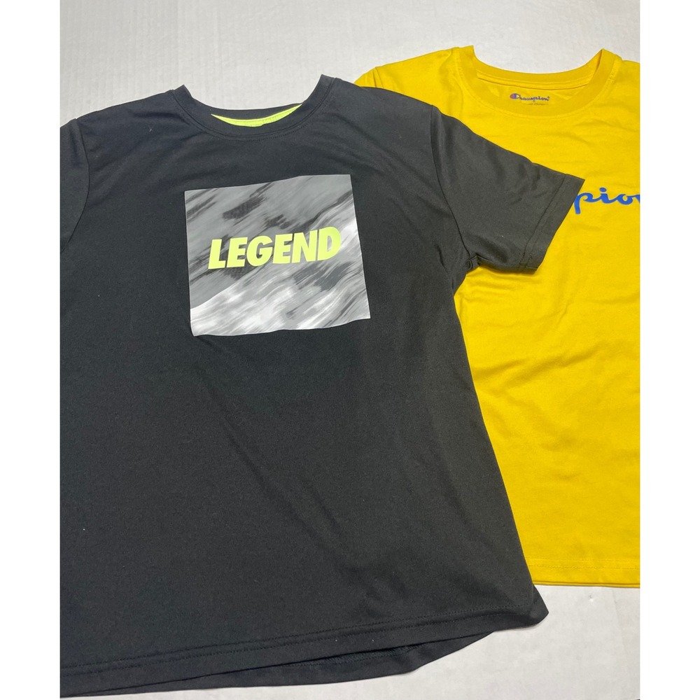 Champion & Xersion Boys Graphic T-Shirt‎ Bundle Yellow Grey Size L 14/16 2pk